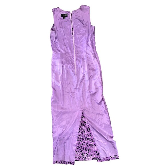 All Silk Vintage Dress by Spencer Jeremy 8 Purple Abstract Print Maxi Cocktail - Picture 10 of 11